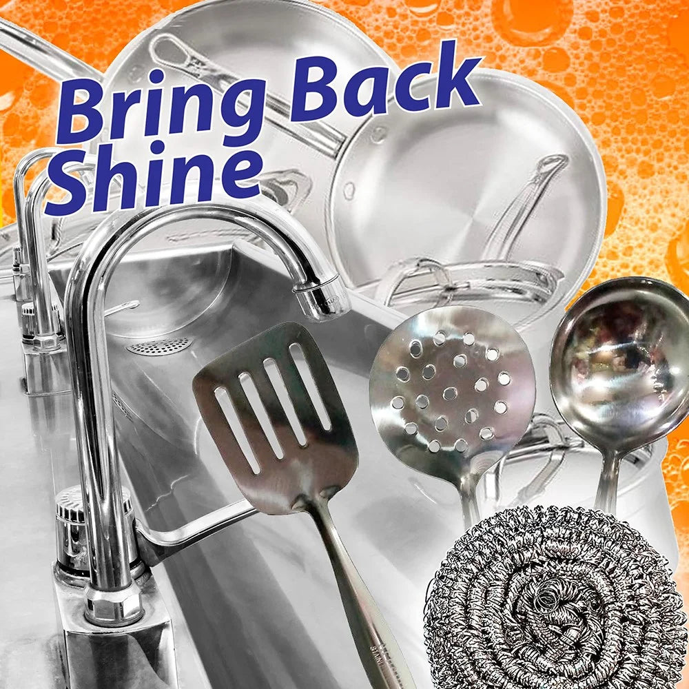4Pcs Stainless Steel Cleaning Balls Kitchen Washing Pots Pans Rust Removal Wire Steel Brush Scrubber - 2