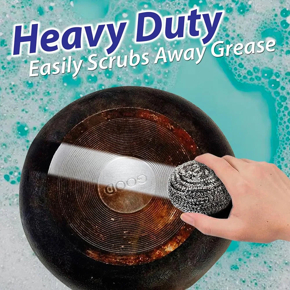 4Pcs Stainless Steel Cleaning Balls Kitchen Washing Pots Pans Rust Removal Wire Steel Brush Scrubber - 3