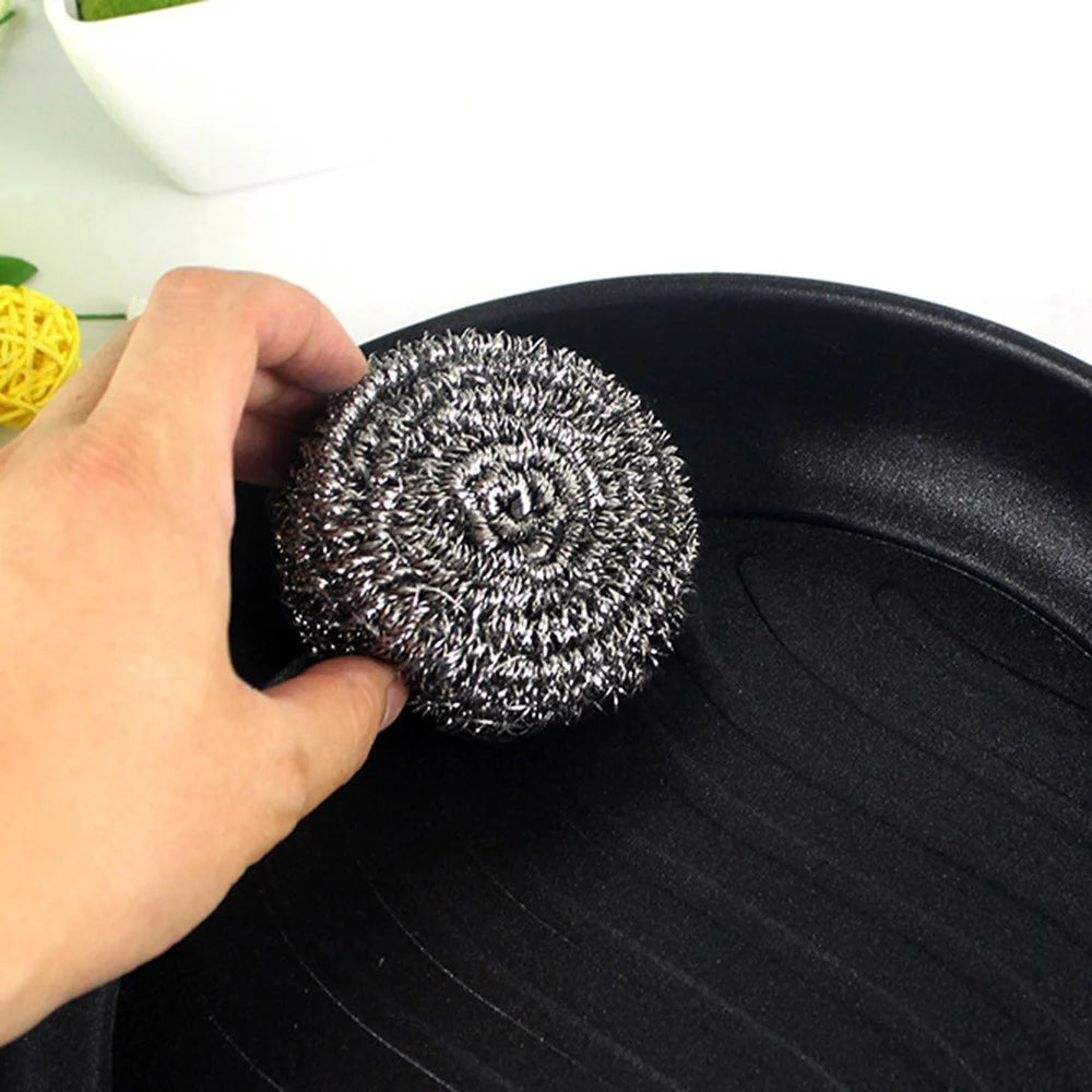 4Pcs Stainless Steel Cleaning Balls Kitchen Washing Pots Pans Rust Removal Wire Steel Brush Scrubber - 6