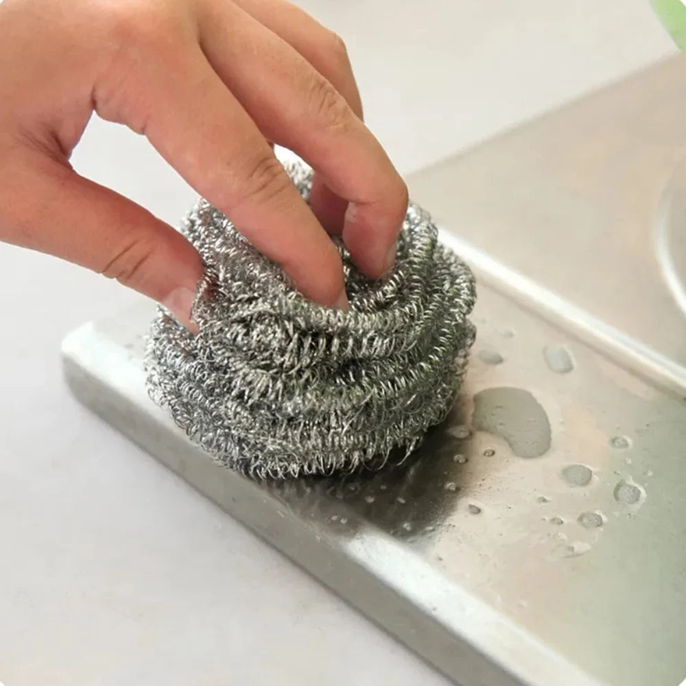 4Pcs Stainless Steel Cleaning Balls Kitchen Washing Pots Pans Rust Removal Wire Steel Brush Scrubber - 7