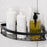 Space Aluminum Bathroom Corner Shelf Adhesive Wall Mount Shower Shampoo Triangular Storage Rack - Black - 1