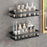 Bathroom Aluminum Shelf Shower No Drill Wall Mounted Organizer Rectangular Storage Rack - Black - 5