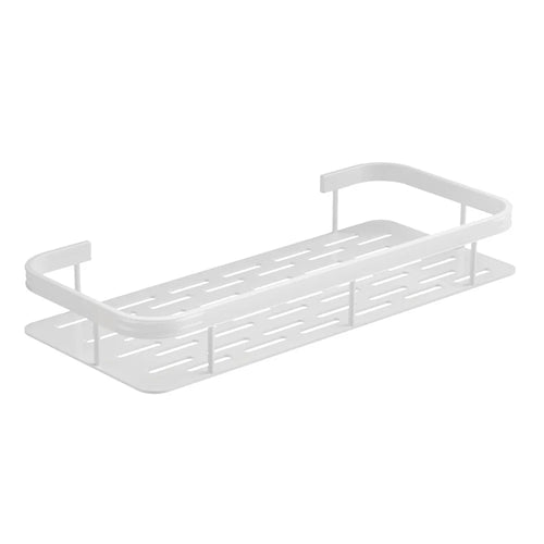 Bathroom Aluminum Shelf Shower No Drill Wall Mounted Organizer Rectangular Storage Rack - Silver - 1