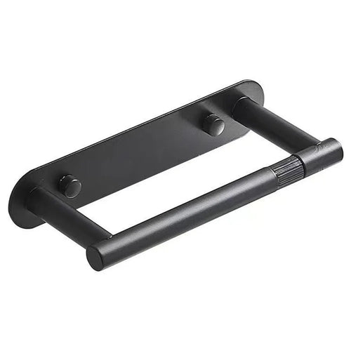 Kitchen Paper Towel Holder Stainless Steel Wall Mounted Cabinet Tissue Storage Rock Hanging Roll Dispenser - Black - 1