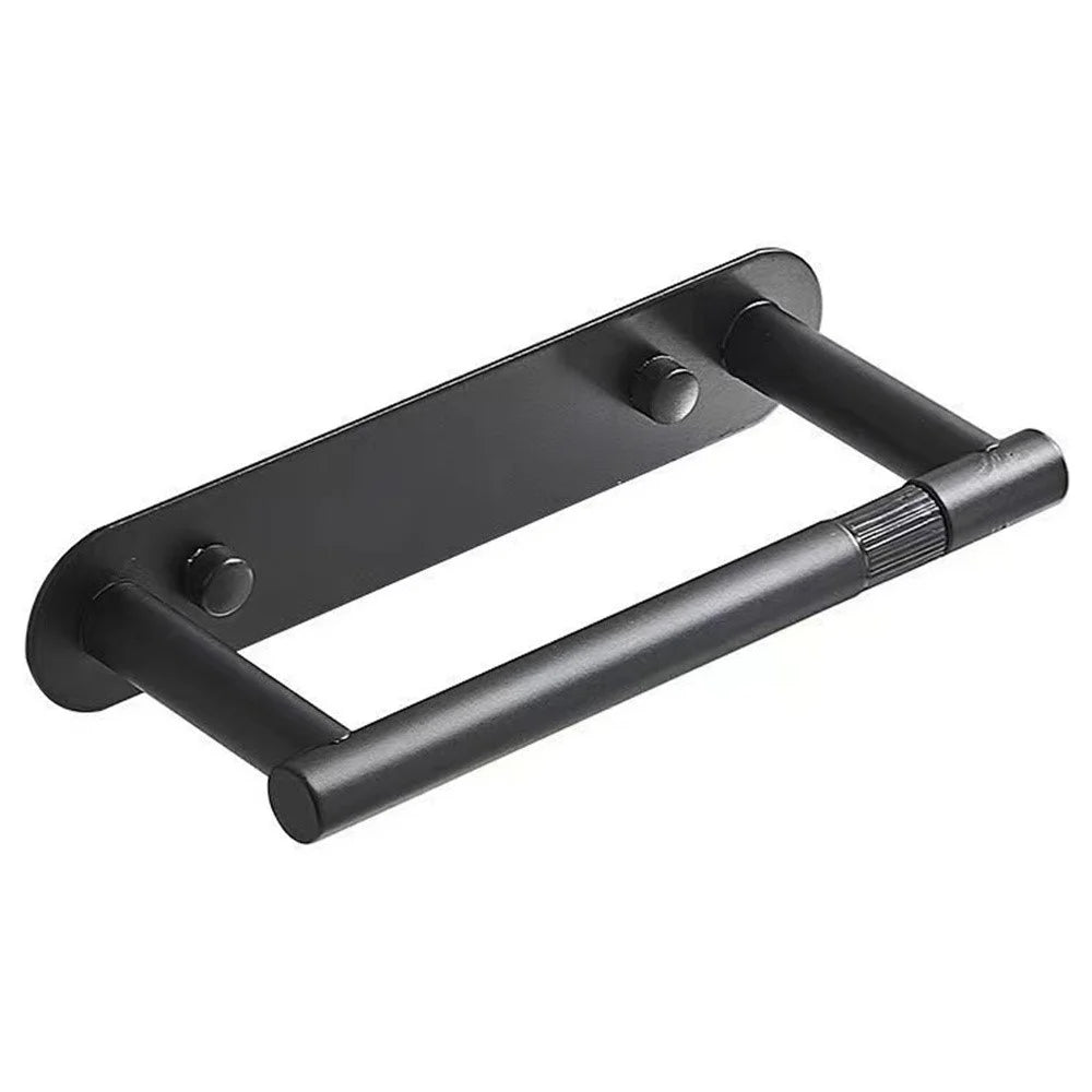 Kitchen Paper Towel Holder Stainless Steel Wall Mounted Cabinet Tissue Storage Rock Hanging Roll Dispenser - Black - 1
