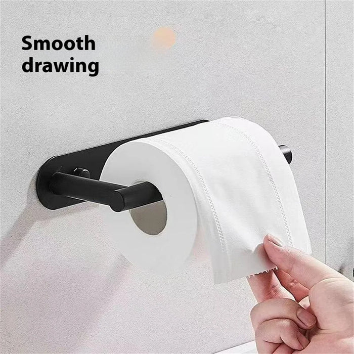 Kitchen Paper Towel Holder Stainless Steel Wall Mounted Cabinet Tissue Storage Rock Hanging Roll Dispenser - Black - 2