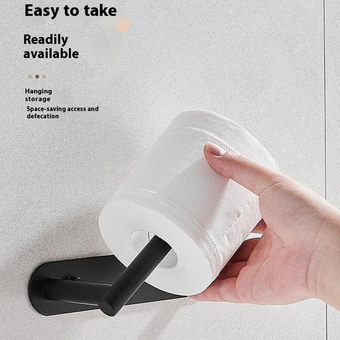 Kitchen Paper Towel Holder Stainless Steel Wall Mounted Cabinet Tissue Storage Rock Hanging Roll Dispenser - Black - 4