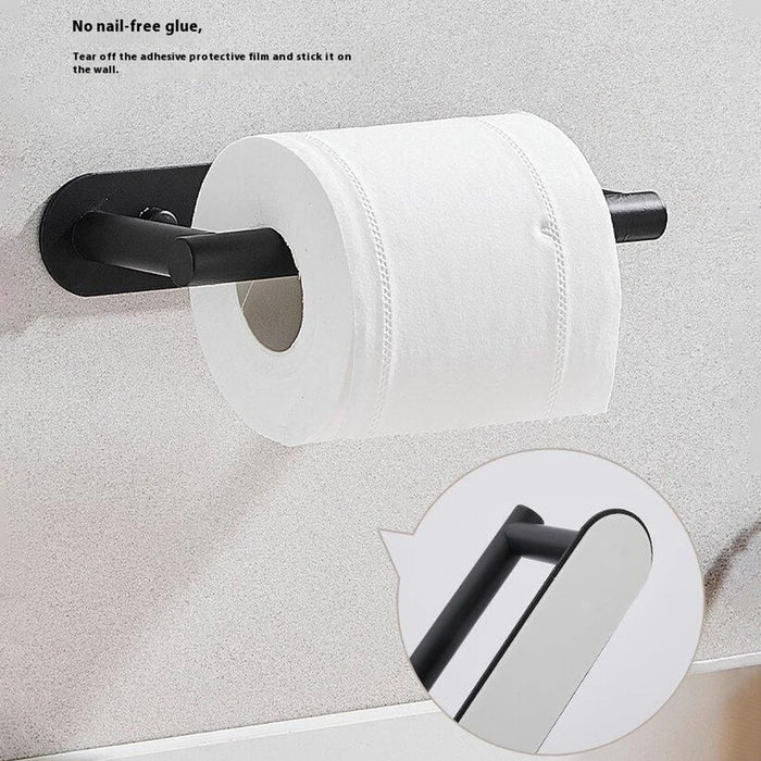 Kitchen Paper Towel Holder Stainless Steel Wall Mounted Cabinet Tissue Storage Rock Hanging Roll Dispenser - Black - 5