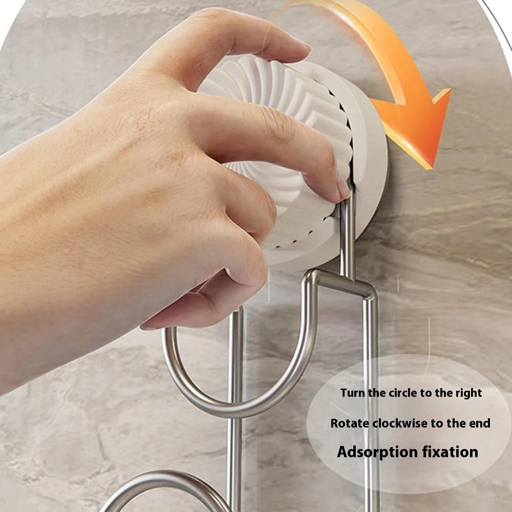 Suction Cup Wash Basin Holder Iron Art Bathroom Wall Mounted Basin Hanging Hook - White - 3