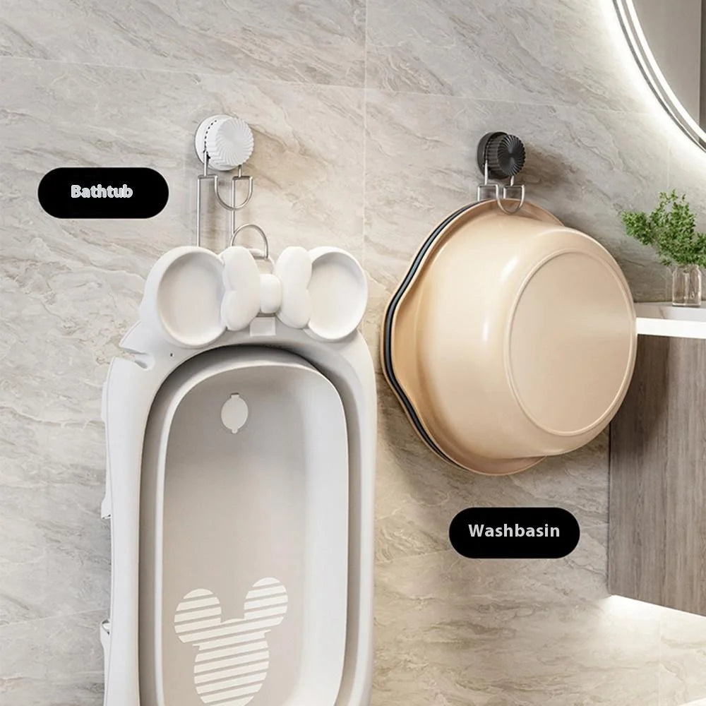 Suction Cup Wash Basin Holder Iron Art Bathroom Wall Mounted Basin Hanging Hook - White - 5