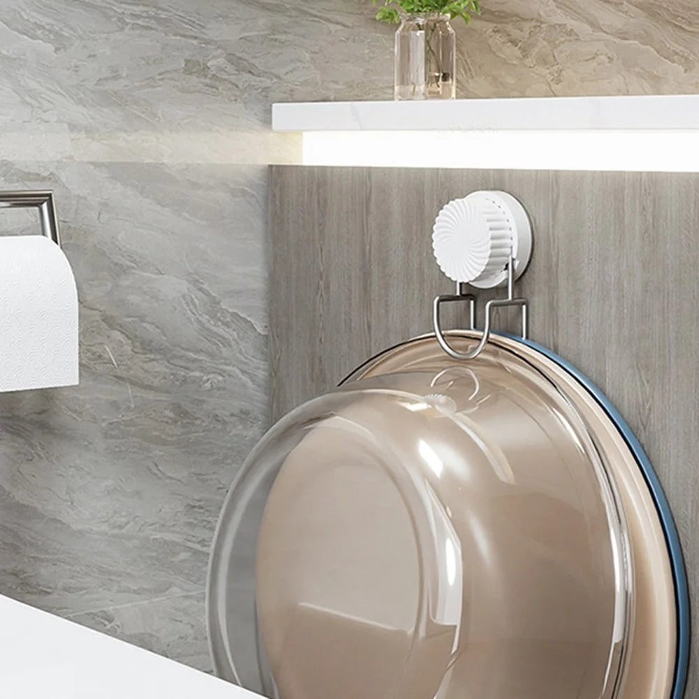 Suction Cup Wash Basin Holder Iron Art Bathroom Wall Mounted Basin Hanging Hook - White - 6