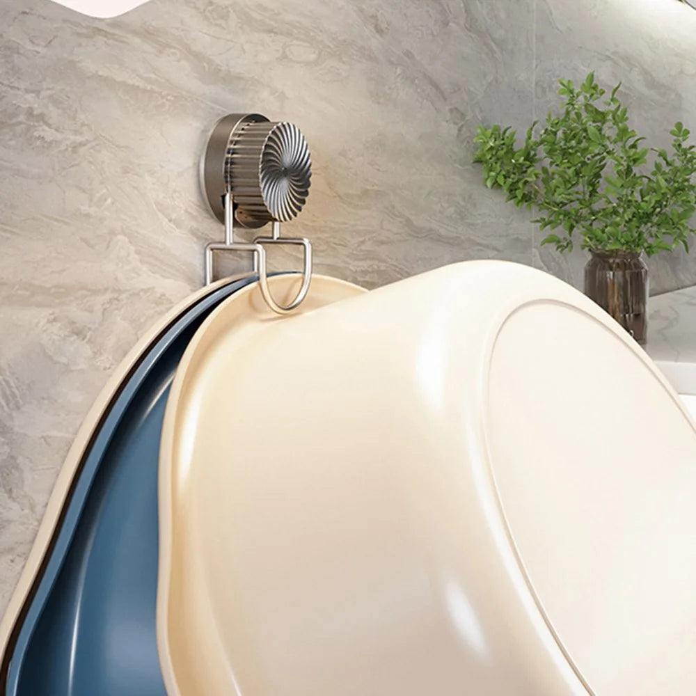 Suction Cup Wash Basin Holder Iron Art Bathroom Wall Mounted Basin Hanging Hook - White - 7
