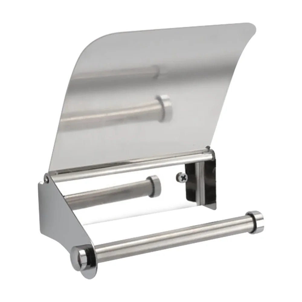304 Stainless Steel Wall Mounted Toilet Paper Holder Bathroom Tissue Dispenser Roll Storage Rack - 2