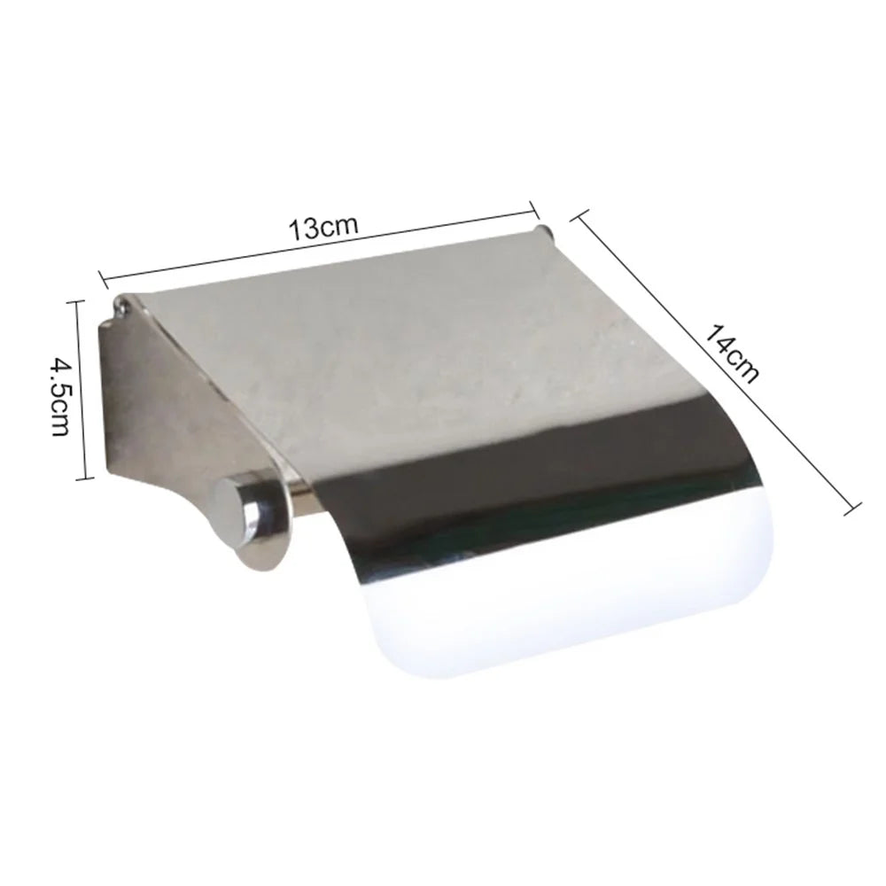 304 Stainless Steel Wall Mounted Toilet Paper Holder Bathroom Tissue Dispenser Roll Storage Rack - 5