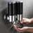 Double Head Soap Dispenser 1000ml Capacity Stainless Steel Manual Push Shampoo Shower Pump - Black - 2