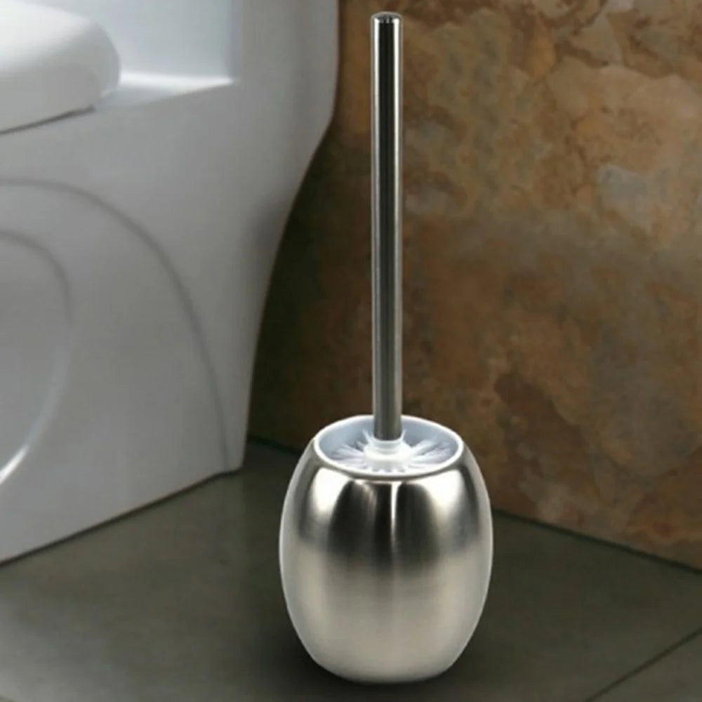 Stainless Steel Toilet Brush with Storage Base Bathroom Cleaning Tool Dense Bristles for Home / Hotel / Restroom - 3