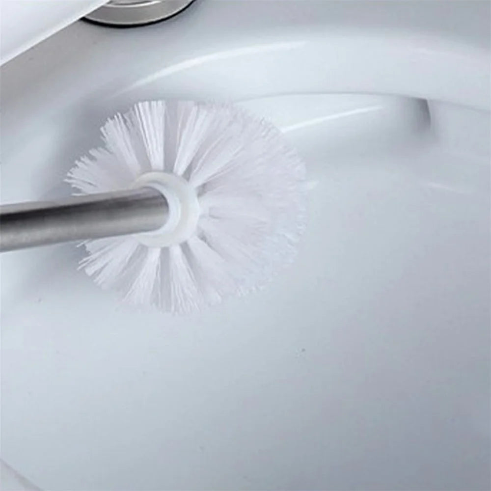 Stainless Steel Toilet Brush with Storage Base Bathroom Cleaning Tool Dense Bristles for Home / Hotel / Restroom - 4