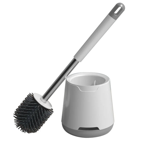 Soft Silicone Toilet Brush with Holder Long Handle Cleaning Brush No Dead Angle for Bathroom - 1