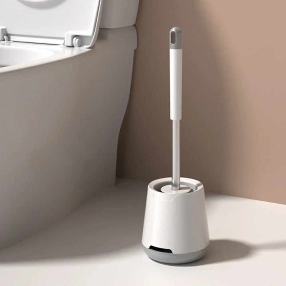 Soft Silicone Toilet Brush with Holder Long Handle Cleaning Brush No Dead Angle for Bathroom - 2