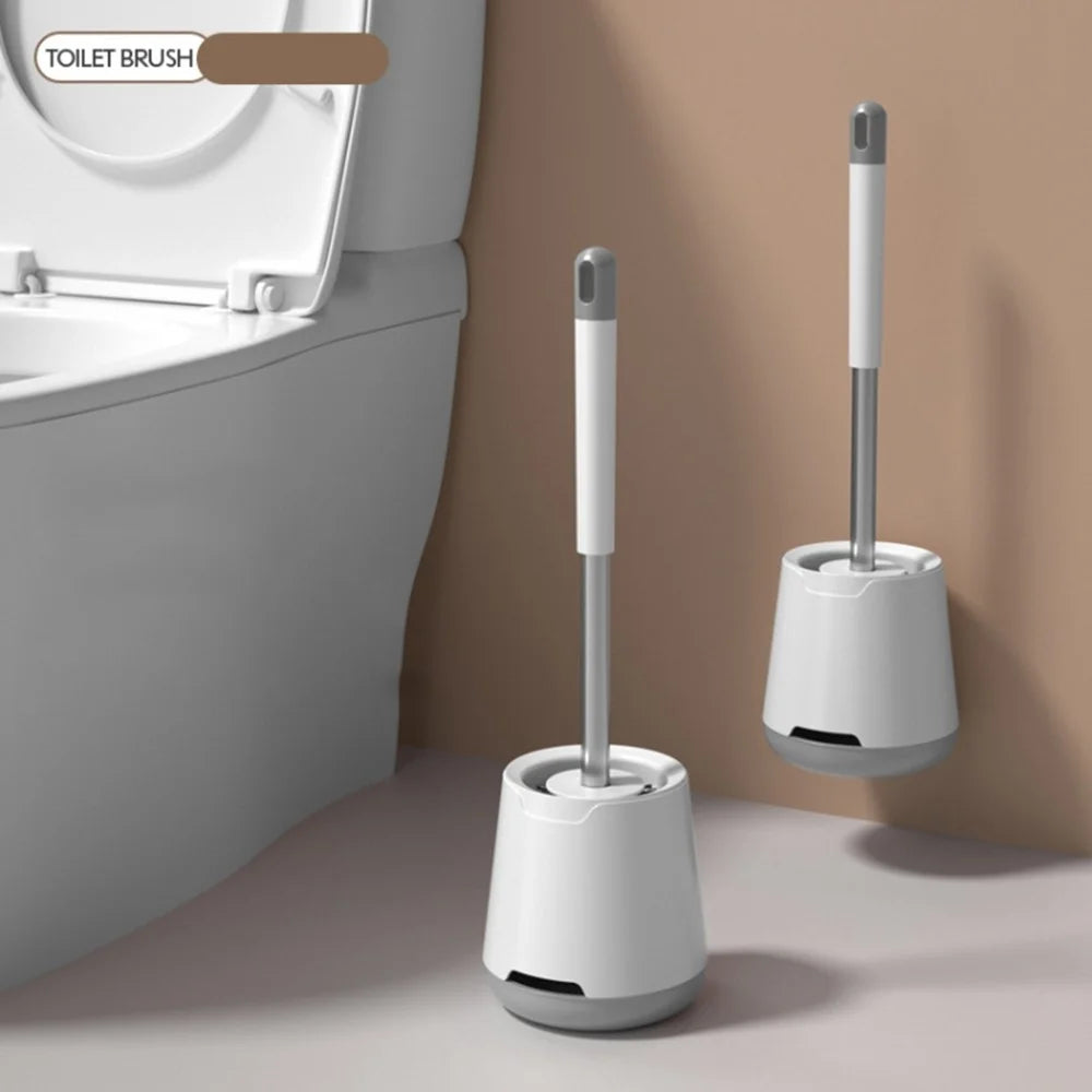 Soft Silicone Toilet Brush with Holder Long Handle Cleaning Brush No Dead Angle for Bathroom - 3