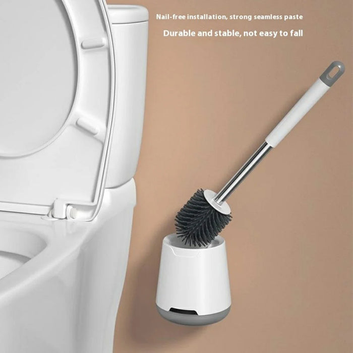 Silicone Toilet Brush Set with Stand Wall Mounted Long Handle Cleaning Brush for Bathroom - 6