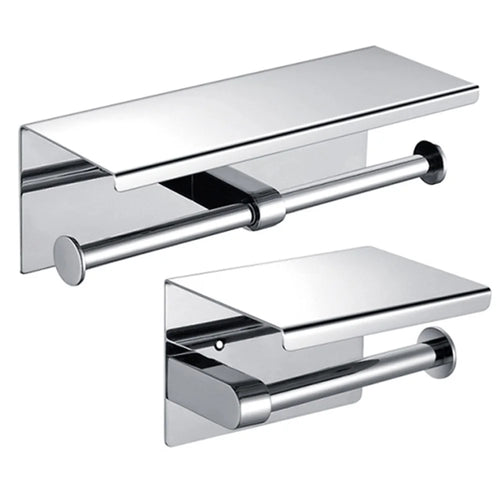 K56 304 Stainless Steel Toilet Paper Holder with Phone Shelf Roll Paper Dispenser Multipurpose Tissue Stand - 1