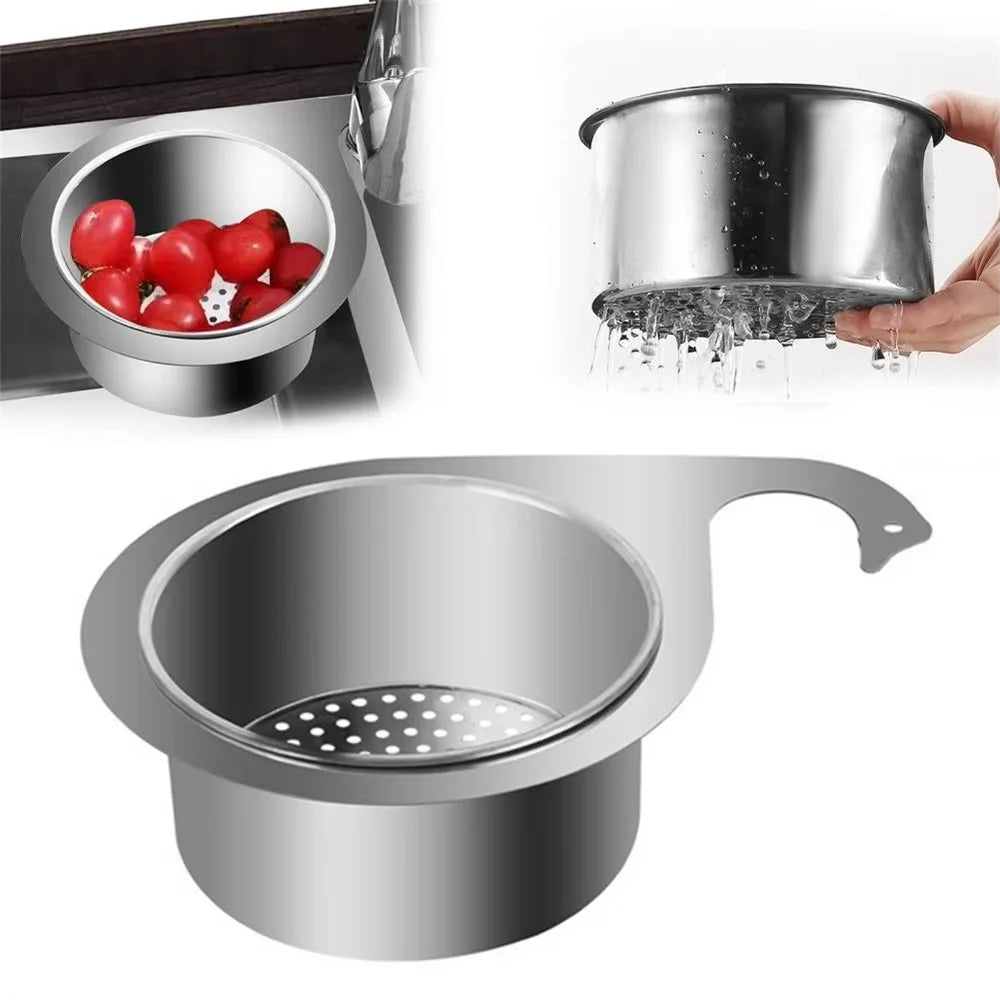 22.5 x 10 x 6cm Kitchen Sink Swan Drainer Stainless Steel Hanging Basket Dry Wet Separation Rack (No FDA) - 2