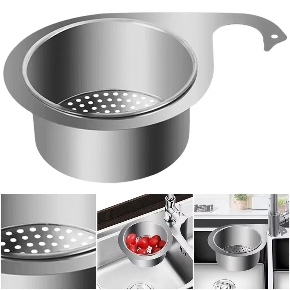 22.5 x 10 x 6cm Kitchen Sink Swan Drainer Stainless Steel Hanging Basket Dry Wet Separation Rack (No FDA) - 3