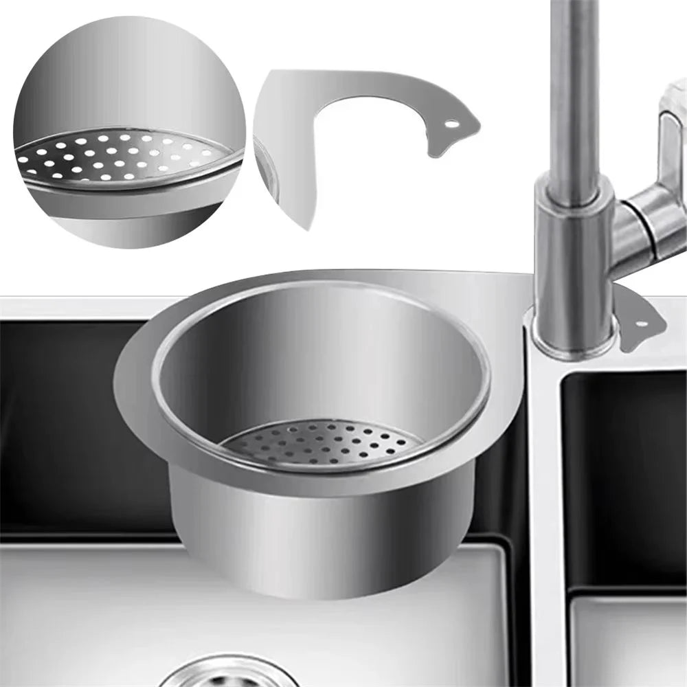22.5 x 10 x 6cm Kitchen Sink Swan Drainer Stainless Steel Hanging Basket Dry Wet Separation Rack (No FDA) - 5