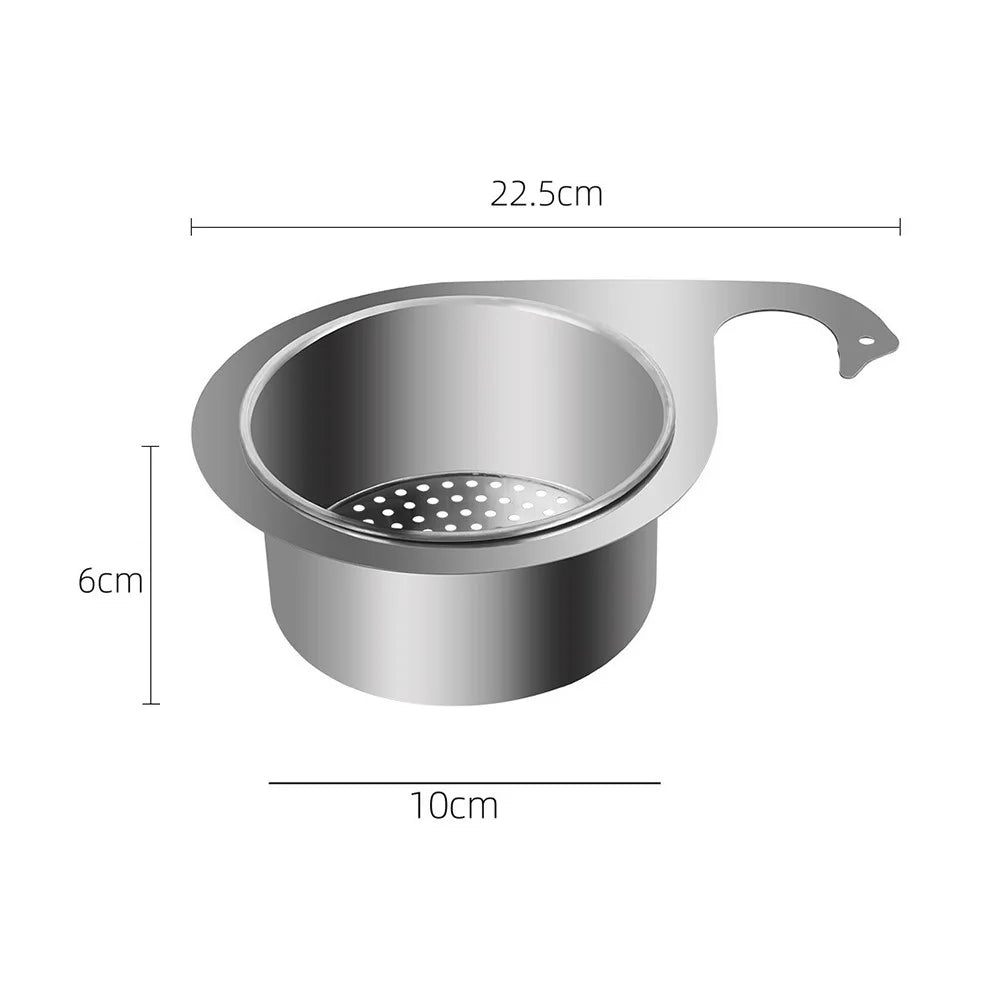 22.5 x 10 x 6cm Kitchen Sink Swan Drainer Stainless Steel Hanging Basket Dry Wet Separation Rack (No FDA) - 7