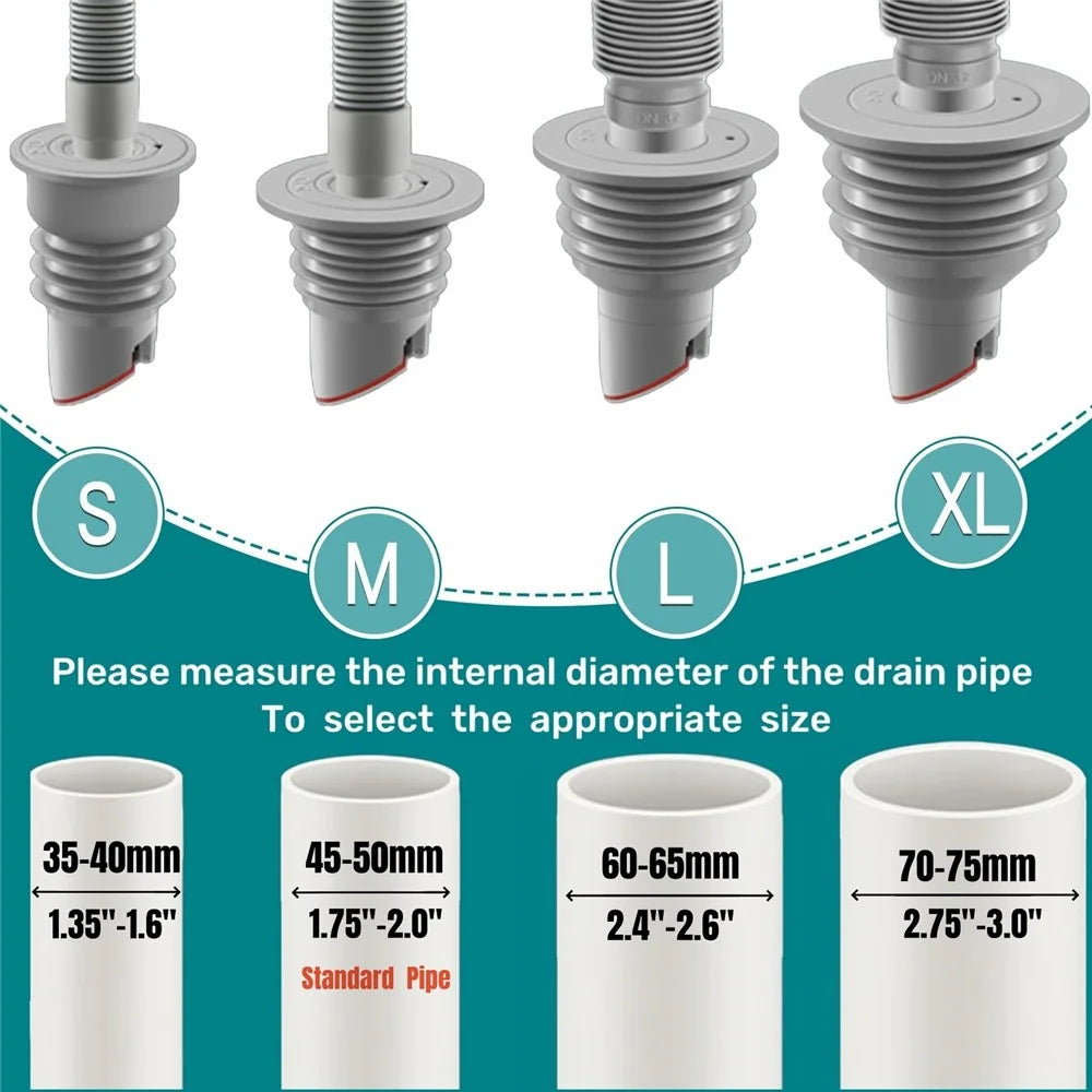 60-65mm Sewer Pipe Silicone Drain Seal Ring Kitchen Sink Washing Machine Bathroom Anti-Odor Drain Pipe Connection Plug - 6