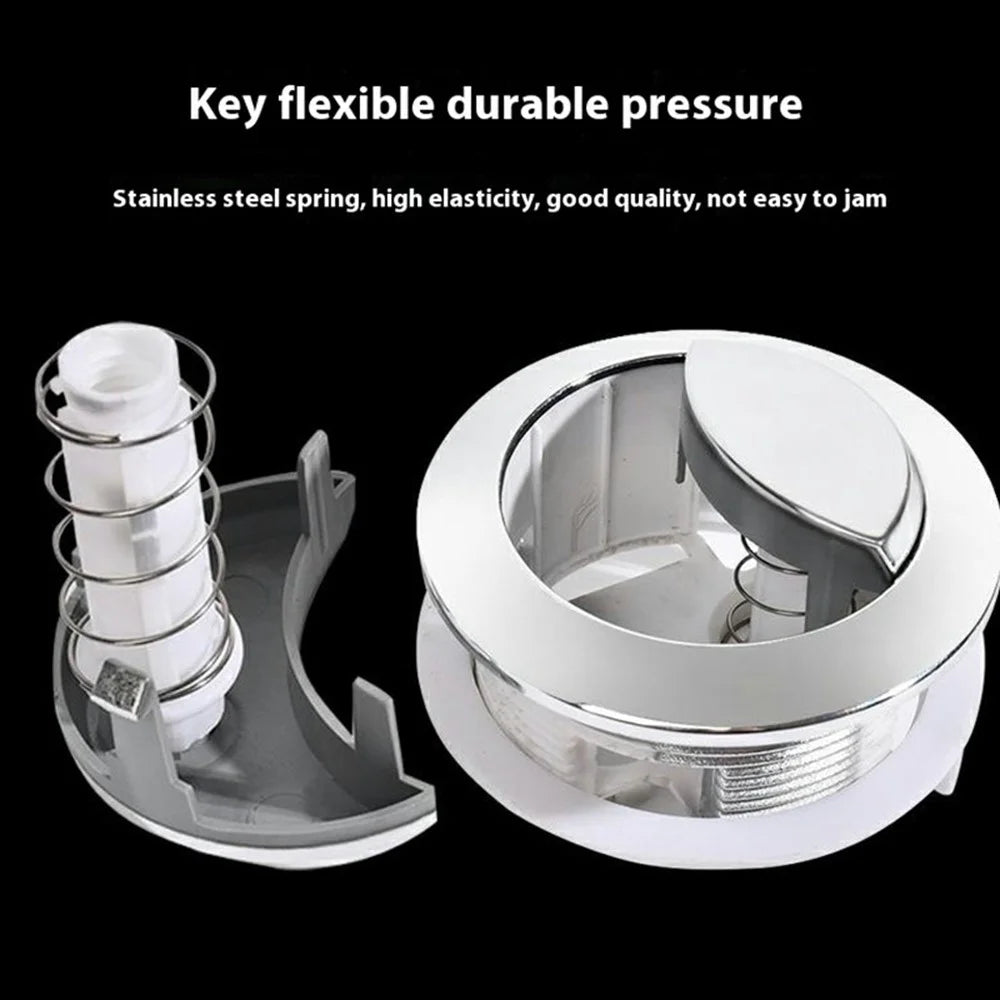 Toilet Tank Flush Button Dual Push Universal Seat Press Round Switch for Bathroom, Size M - White - 3