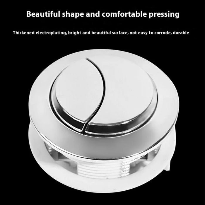 Toilet Tank Flush Button Dual Push Universal Seat Press Round Switch for Bathroom, Size L - White - 2