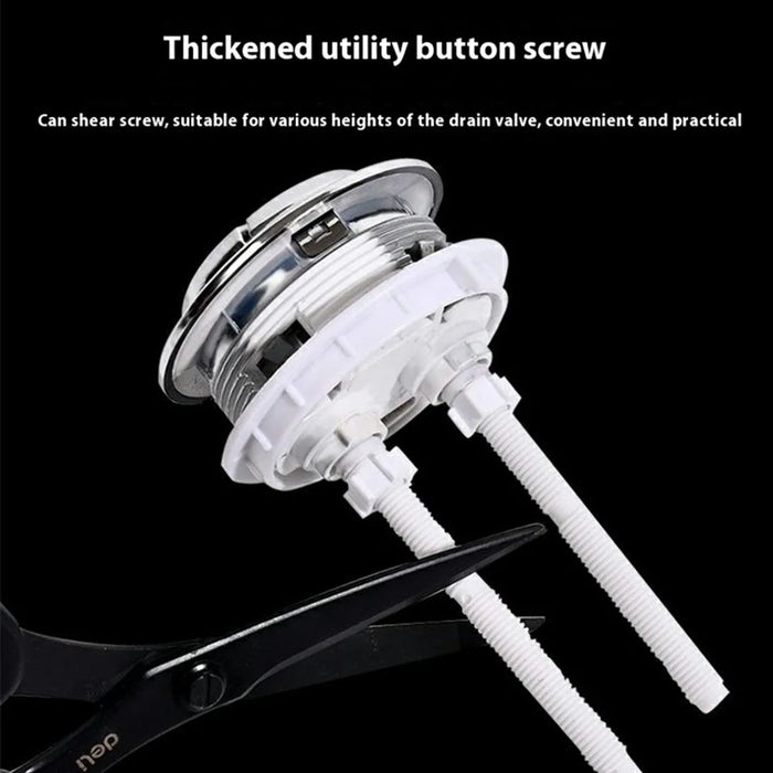 Toilet Tank Flush Button Dual Push Universal Seat Press Round Switch for Bathroom, Size L - White - 5