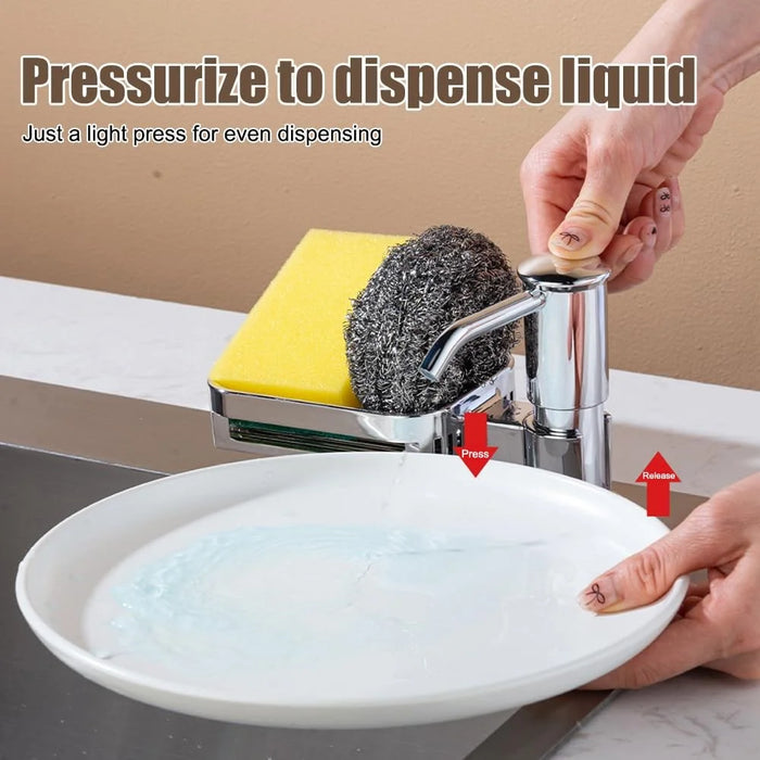 Kitchen Sink Dishwashing Liquid Dispenser Sponge Holder Drain Shelf 360 Degree Rotatable Dish Soap Dispenser - Black - 4