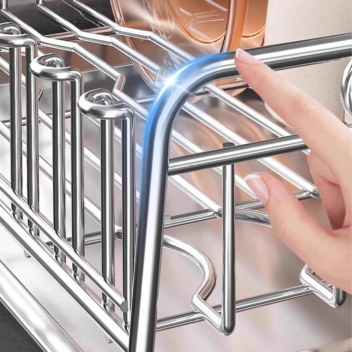 304 Stainless Steel Dish Drying Rack Bowls Plates Cups Cutlery Kitchen Storage Organizer, 36x25.5cm - 5