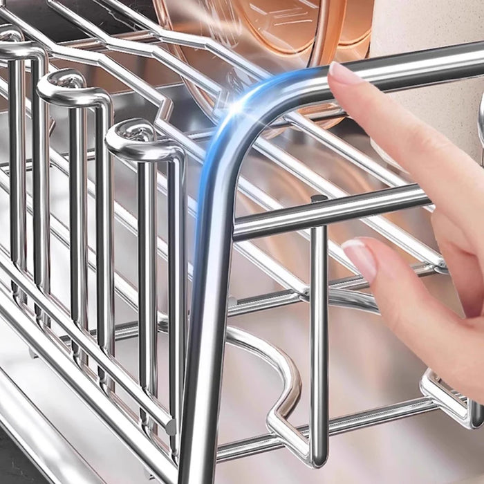 304 Stainless Steel Dish Drying Rack Bowls Plates Cups Cutlery Kitchen Storage Organizer, 46x20cm - 4