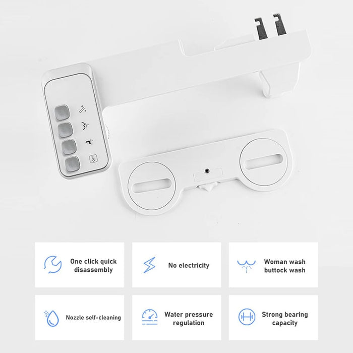 KY50066-7-8 Bidet Toilet Attachment Non-Electric Cold Water Spray Self-Cleaning Toilet Seat Attachment with Dual Nozzle for Bathroom - EU Plug - 5