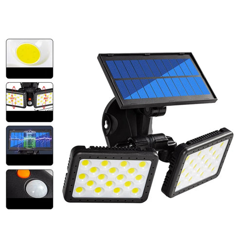 W770B COB Double-Head Solar Lamp Waterproof Motion Sensor Garden Yard Street Path Wall Lamp - 1