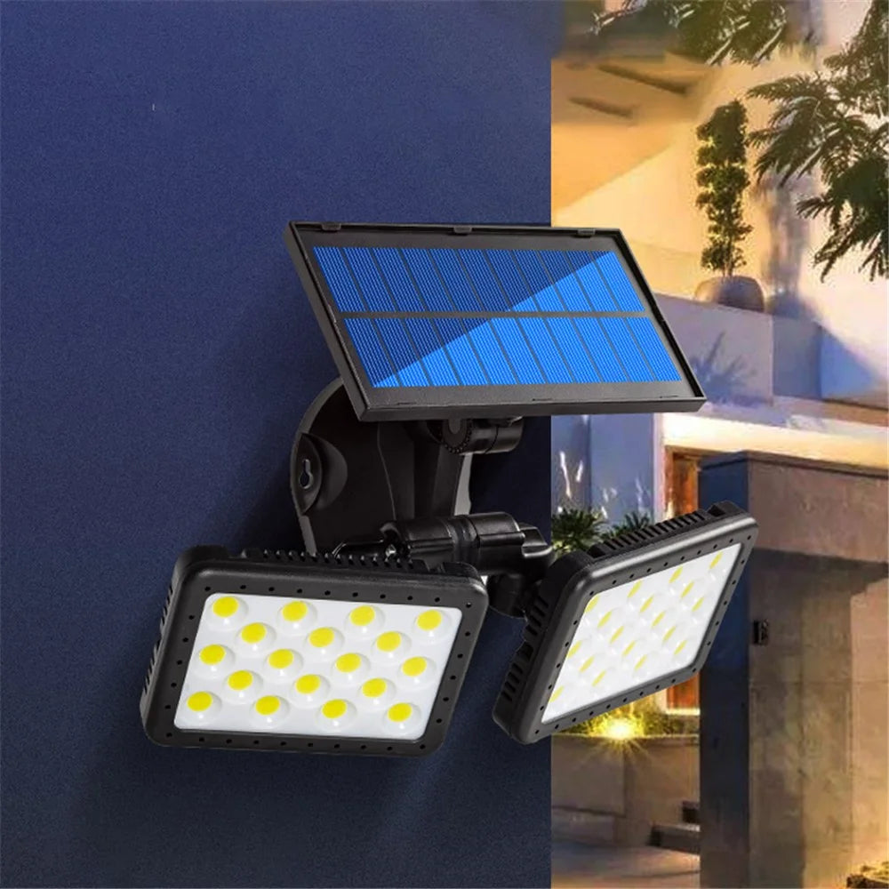 W770B COB Double-Head Solar Lamp Waterproof Motion Sensor Garden Yard Street Path Wall Lamp - 4