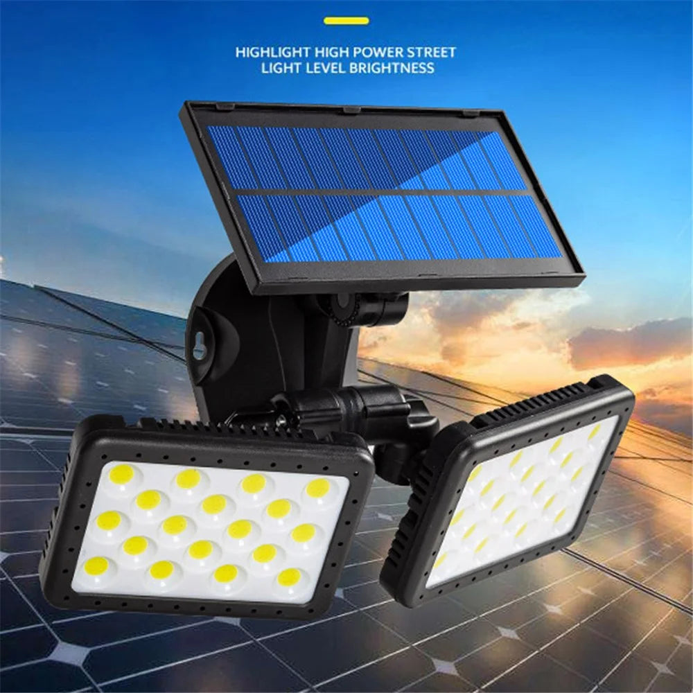 W770B COB Double-Head Solar Lamp Waterproof Motion Sensor Garden Yard Street Path Wall Lamp - 5