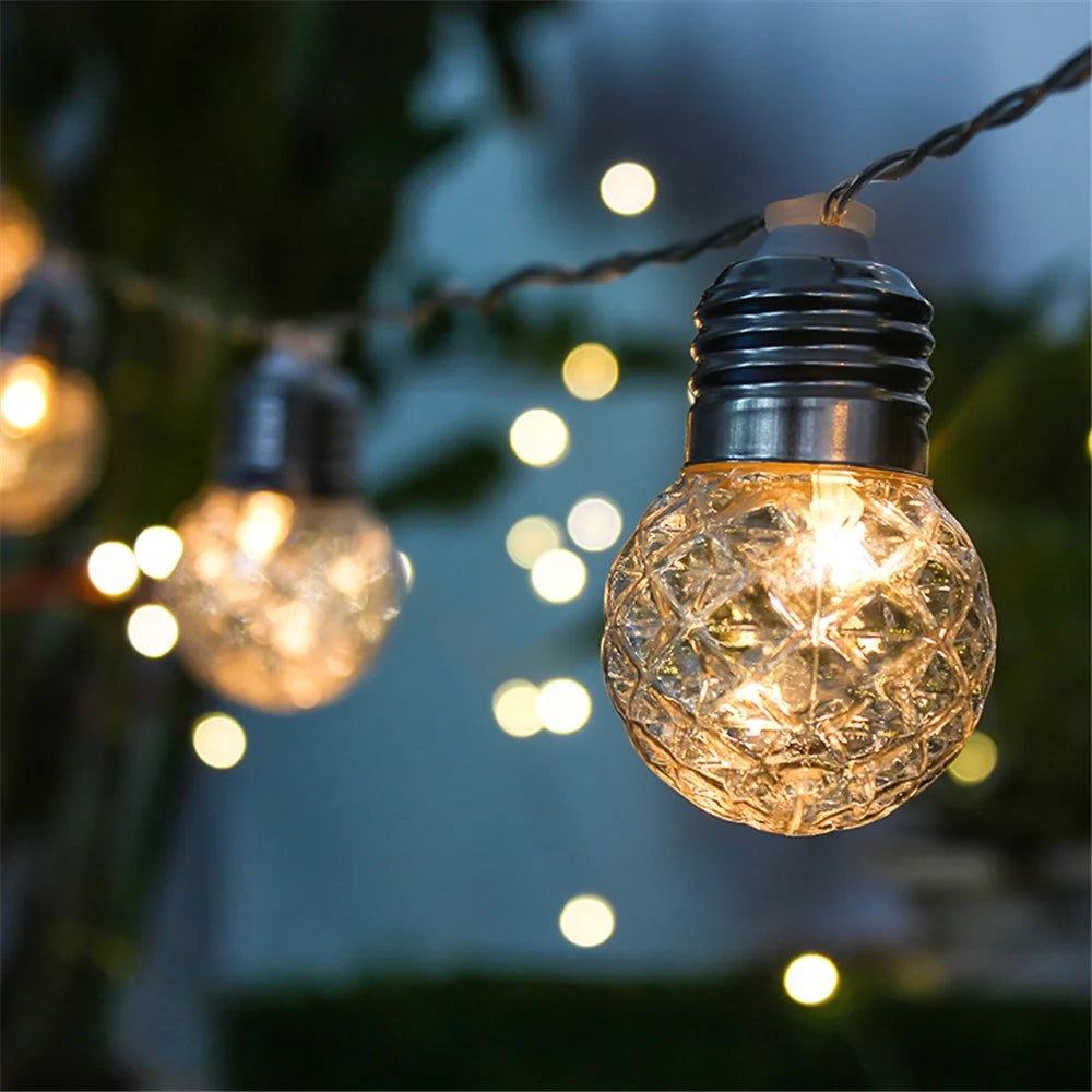 3.8M 10LED Pineapple Bulb Solar Lamp String Light Outdoor Garden Decoration - 2