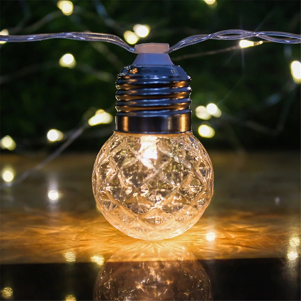 3.8M 10LED Pineapple Bulb Solar Lamp String Light Outdoor Garden Decoration - 4