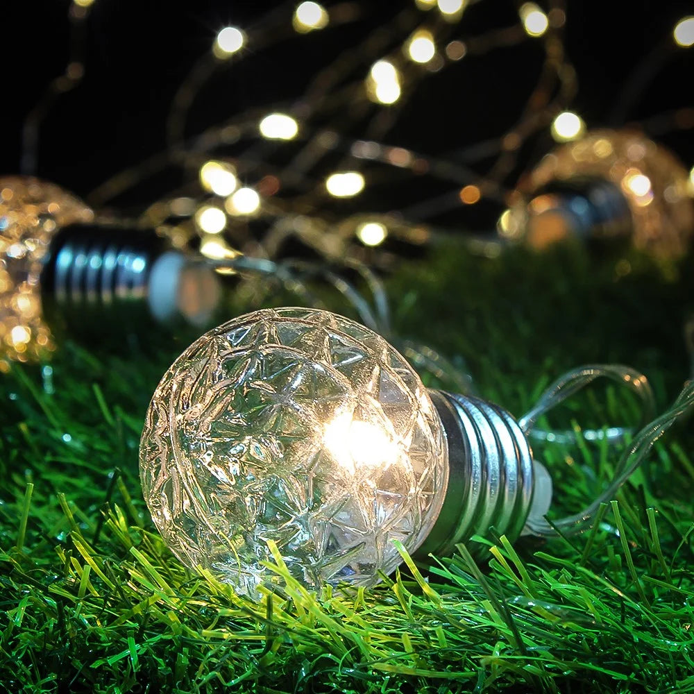 3.8M 10LED Pineapple Bulb Solar Lamp String Light Outdoor Garden Decoration - 6