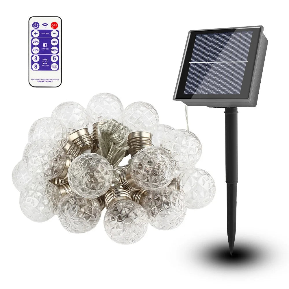 6M 20LED Pineapple Bulb Solar Powered String Light with Remote Control Outdoor Garden Lamp Decoration - 1