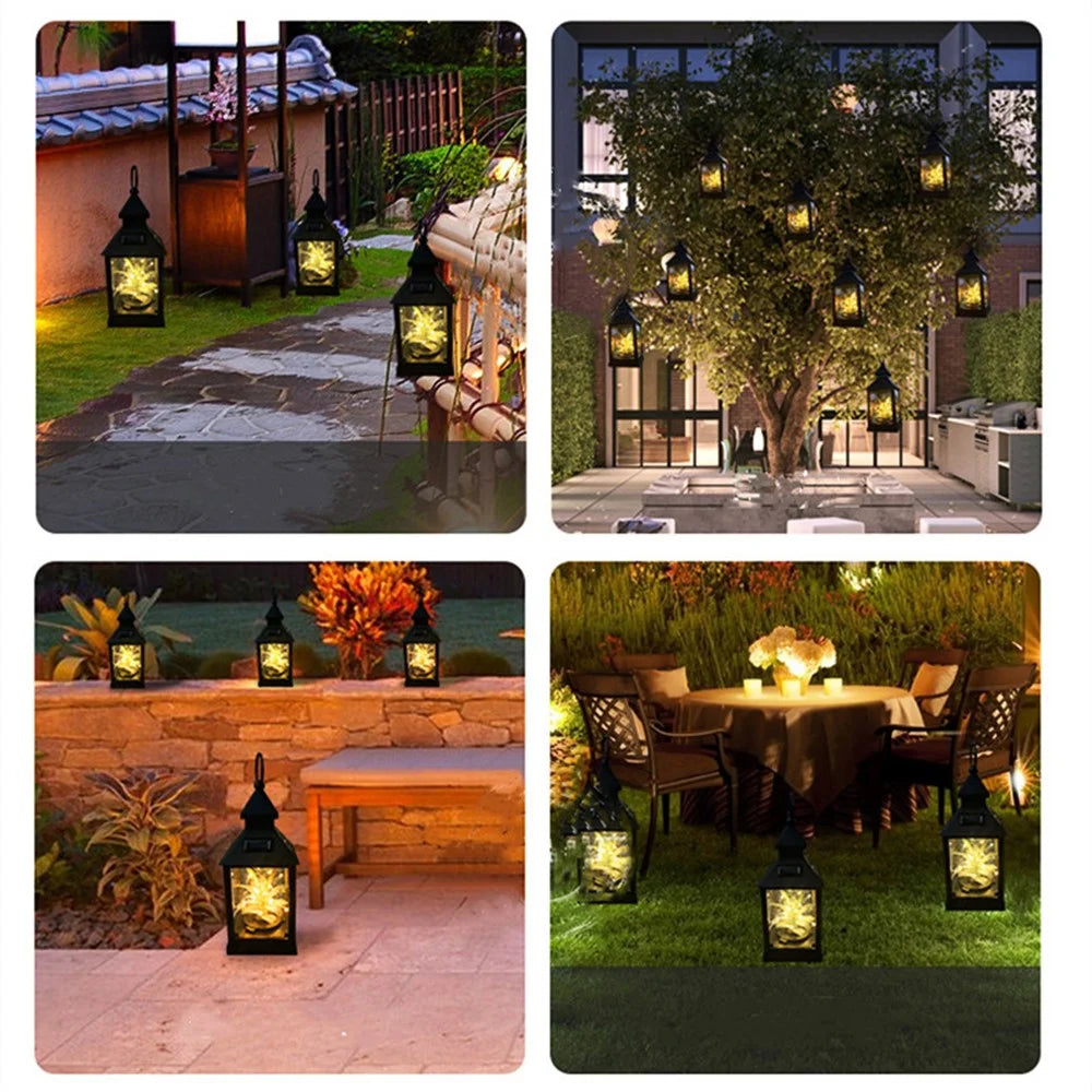 Solar 20 LED Light Outdoor Plant Wind Lamp Lantern Outdoor Yard Path Lawn Hanging Night Lamps - Warm White - 4