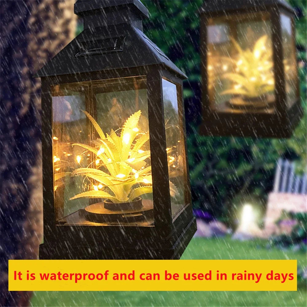 Solar 20 LED Light Outdoor Plant Wind Lamp Lantern Outdoor Yard Path Lawn Hanging Night Lamps - Warm White - 7