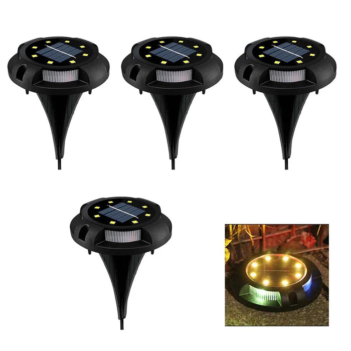 4Pcs SL6001 Outdoor Solar LED Ground Light Garden Lawn Pathway Waterproof Underground Lamp - Warm Light+Colorful Light - 1