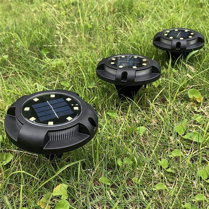 4Pcs SL6001 Outdoor Solar LED Ground Light Garden Lawn Pathway Waterproof Underground Lamp - Warm Light+Colorful Light - 4