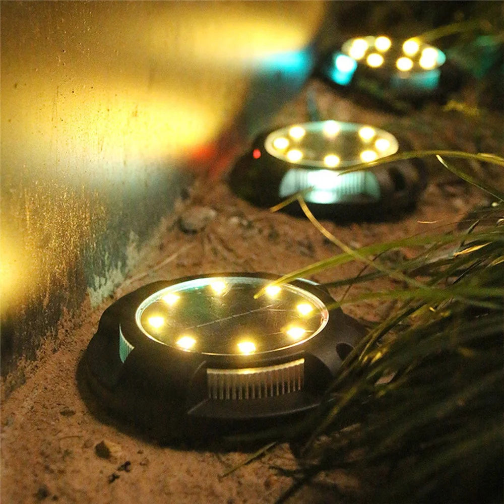 8Pcs SL6001 Outdoor Waterproof Solar Powered LED Ground Light Garden Lawn Pathway Underground Lamp - Warm Light+Colorful Light - 2